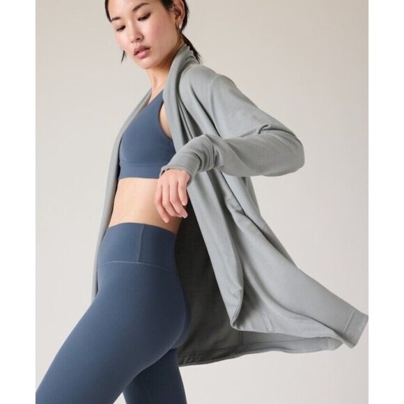 Athleta 2X Pranayama Restore Modal Wrap Storm Cloud Gray Sweater 2X - Picture 4 of 8
